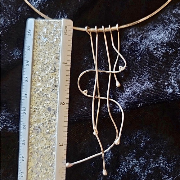 Antique Art Deco Sterling Silver Artisan Signed Collar Cuff Choker Drop Necklace - Picture 13 of 15